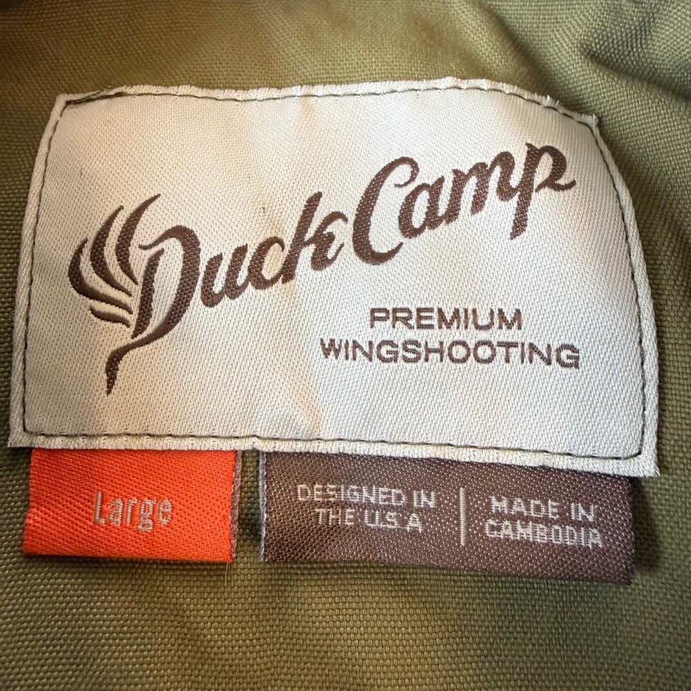 Duck Camp Premium Wingshooting Shirt Mens Large Olive Green Nylon Button Down - Picture 6 of 7